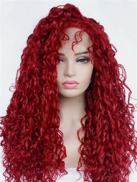 red curly lace wig